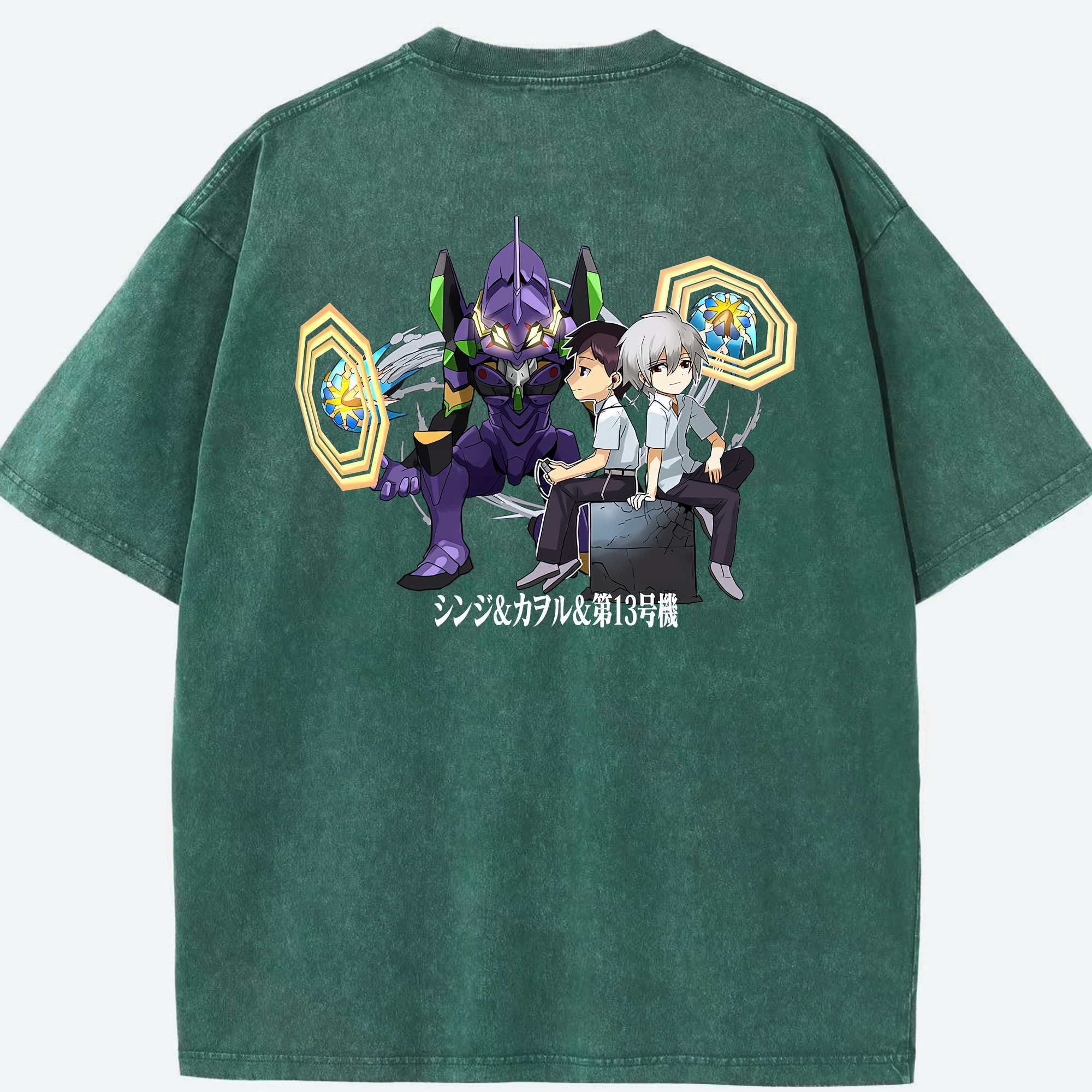 （画像用） EVA 新世紀エヴァンゲリオン 綿100% ヴィンテージ風 半袖Tシャツ（背面プリント）